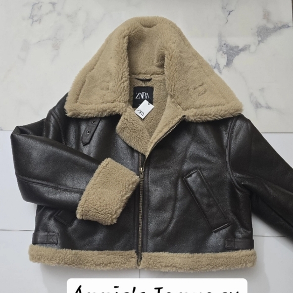 ZARA Women's Double Faced Biker Jacket(Brown, US M, L, XL / EUR M, L, XL) - Picture 12 of 15